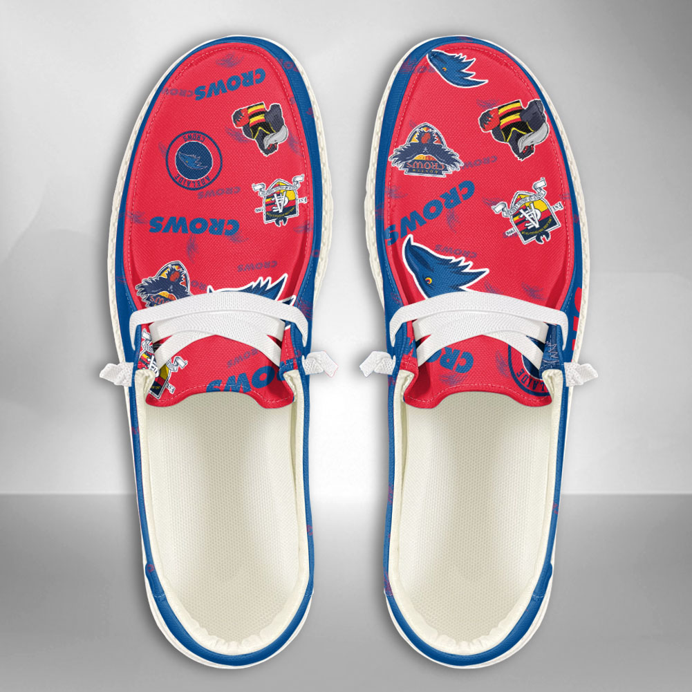 JWFancy AFL Adelaide Crows Hey Dude Shoes Wally Men's Lace Up Loafers Comfortable For Men And Women