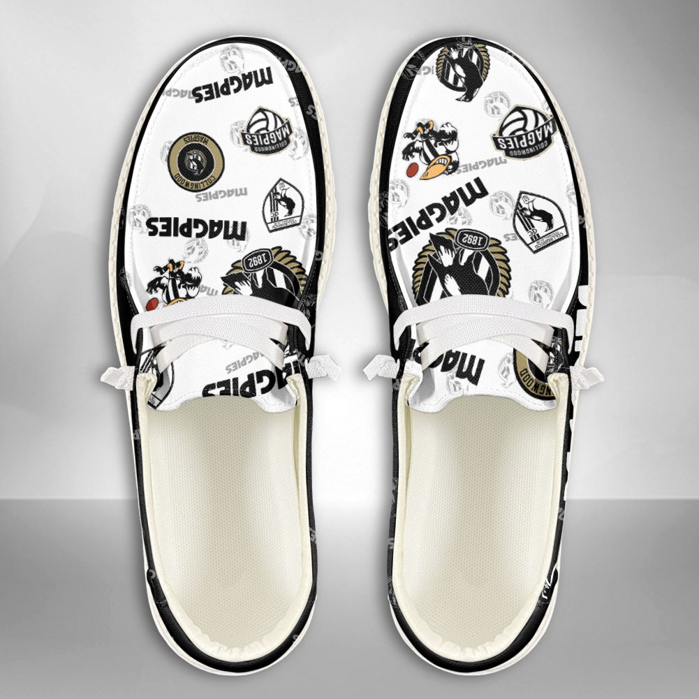 JWFancy AFL Collingwood Magpies Hey Dude Shoes Wally Men's Lace Up Loafers Comfortable For Men And Women