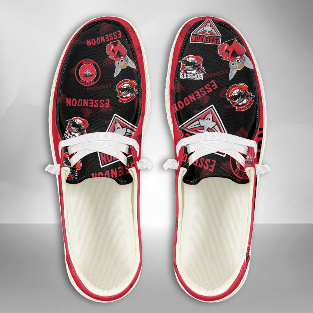 JWFancy AFL Essendon Bombers Hey Dude Shoes Wally Men's Lace Up Loafers Comfortable For Men And Women