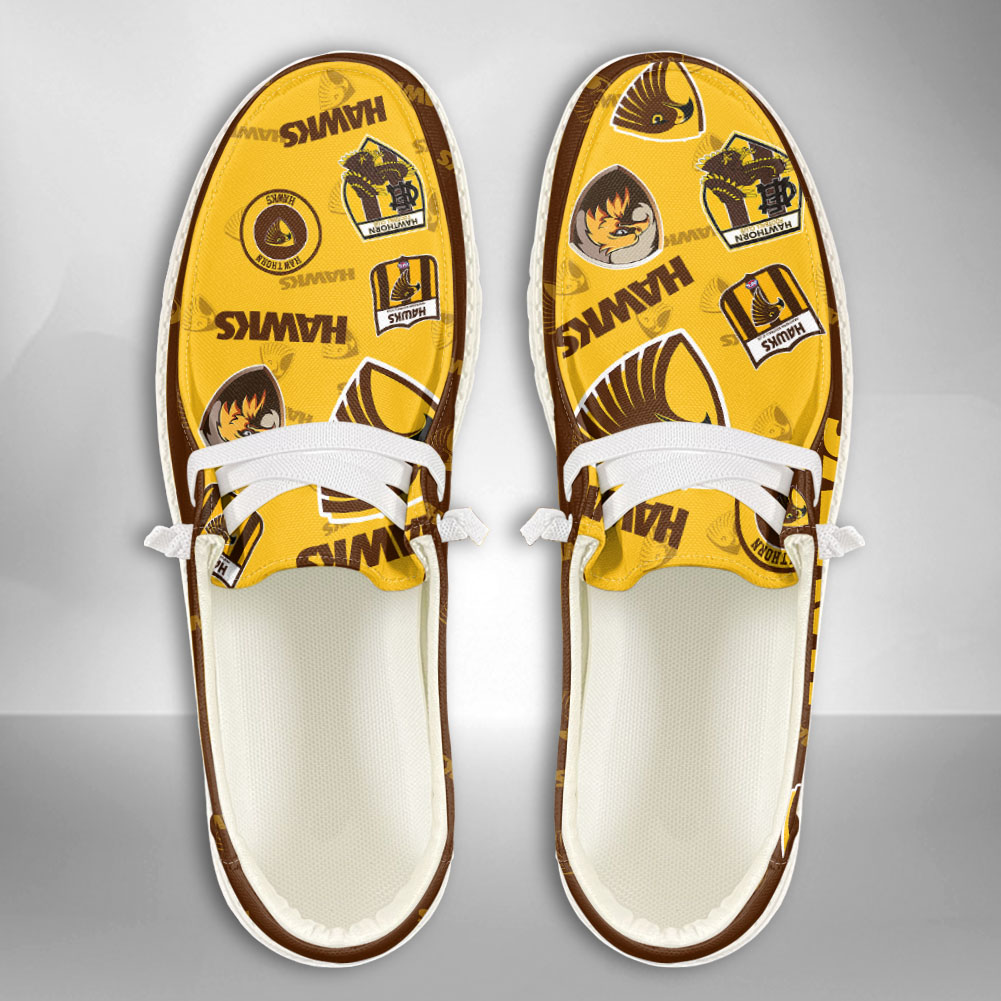JWFancy AFL Hawthorn Hawks Hey Dude Shoes Wally Men's Lace Up Loafers Comfortable For Men And Women