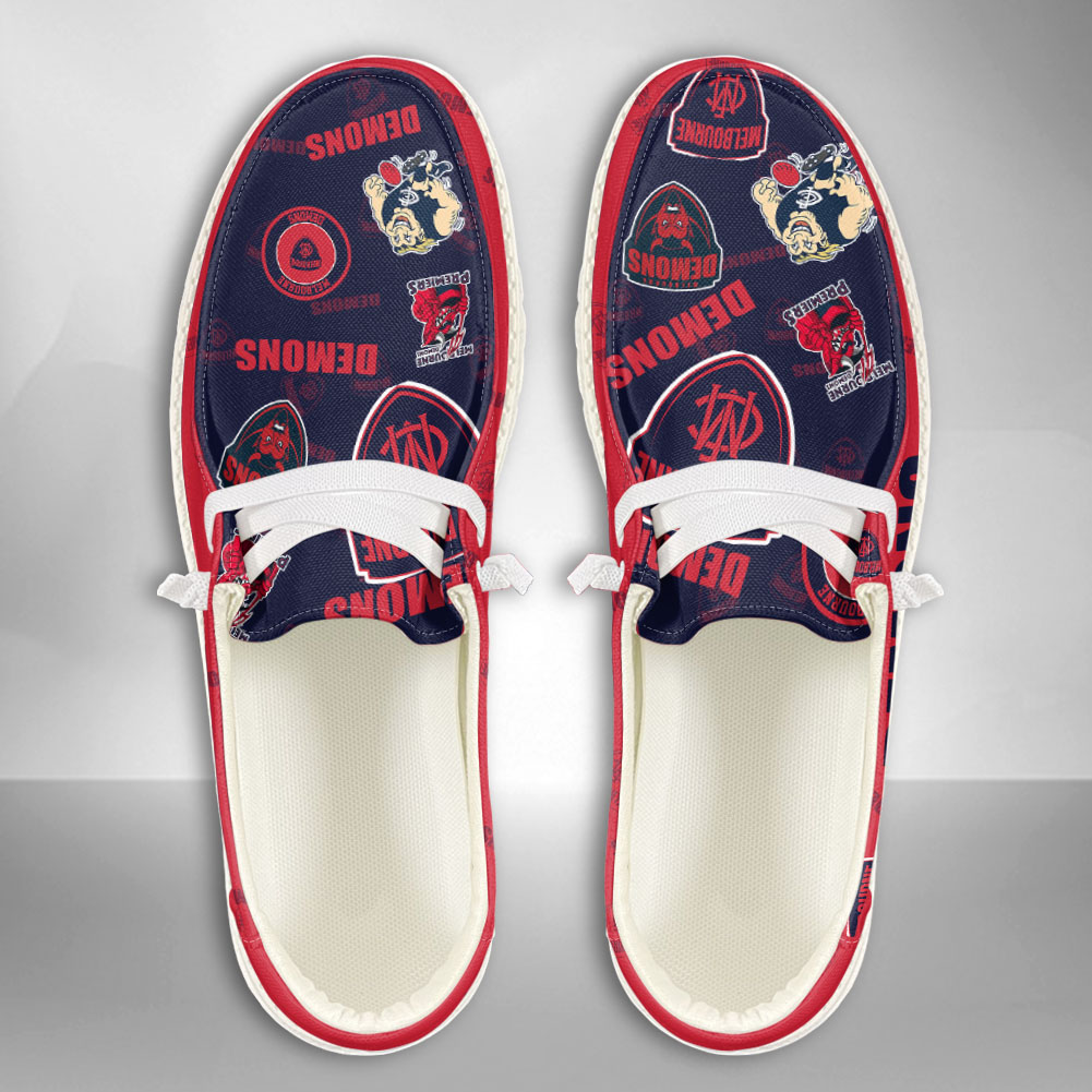 JWFancy AFL Melbourne Demons Hey Dude Shoes Wally Men's Lace Up Loafers Comfortable For Men And Women