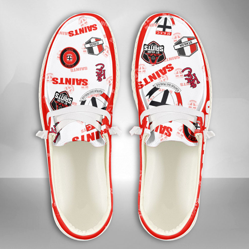 JWFancy AFL St Kilda Saints Hey Dude Shoes Wally Men's Lace Up Loafers Comfortable For Men And Women