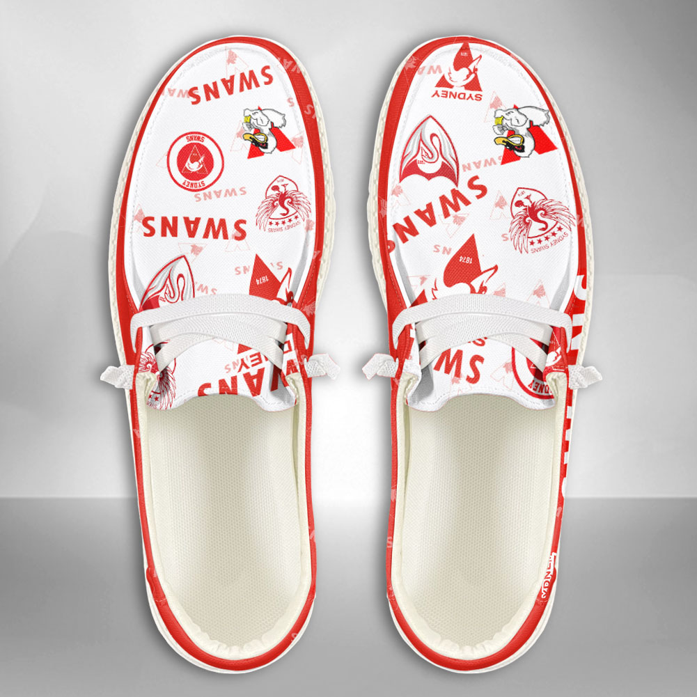 JWFancy AFL Sydney Swans Hey Dude Shoes Wally Men's Lace Up Loafers Comfortable For Men And Women