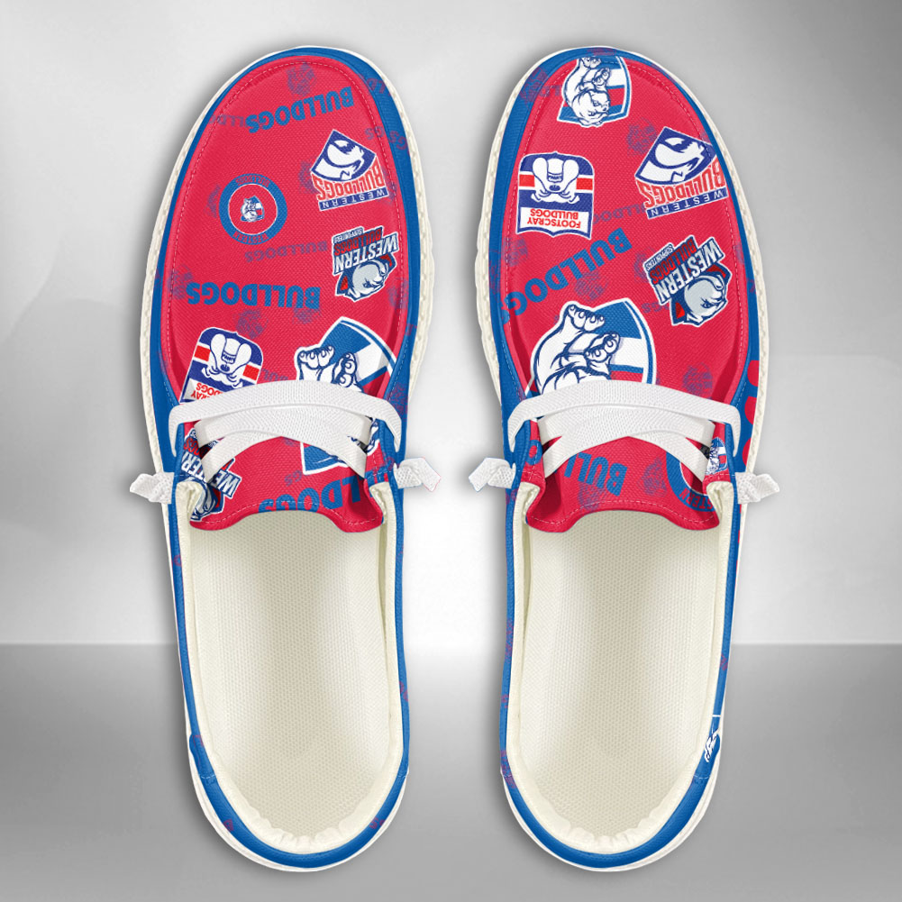 JWFancy AFL Western Bulldogs Hey Dude Shoes Wally Men's Lace Up Loafers Comfortable For Men And Women