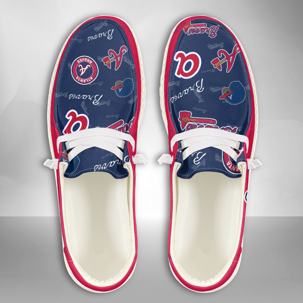 JWFancy MLB Atlanta Braves Hey Dude Shoes Wally Men's Lace Up Loafers Comfortable For Men And Women