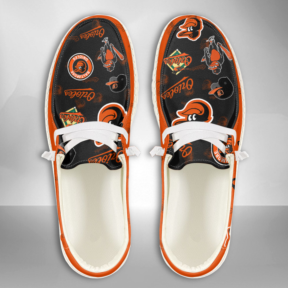 JWFancy MLB Baltimore Orioles Hey Dude Shoes Wally Men's Lace Up Loafers Comfortable For Men And Women