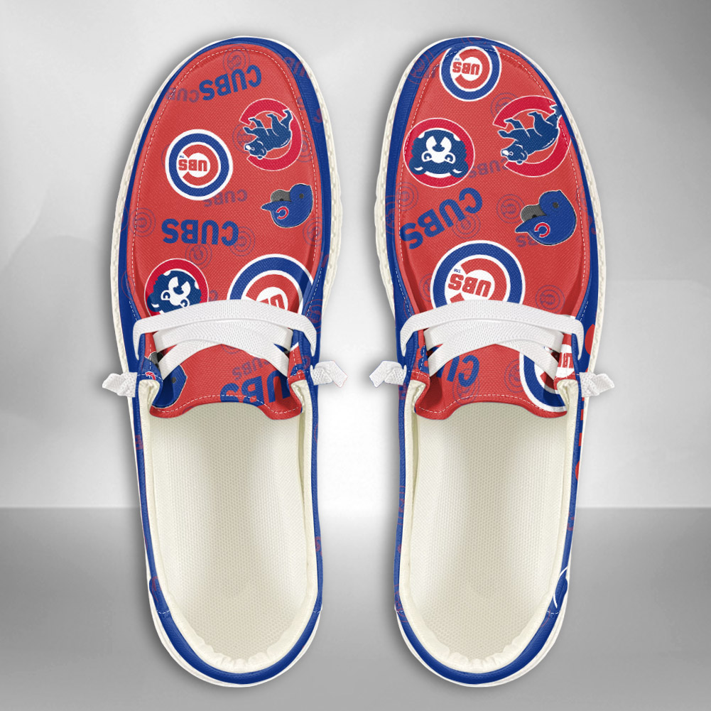 JWFancy MLB Chicago Cubs Hey Dude Shoes Wally Men's Lace Up Loafers Comfortable For Men And Women