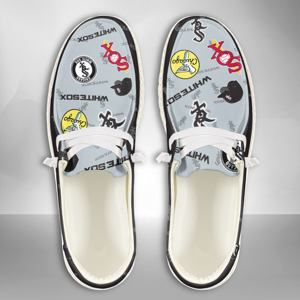 JWFancy MLB Chicago White Sox Hey Dude Shoes Wally Men's Lace Up Loafers Comfortable For Men And Women