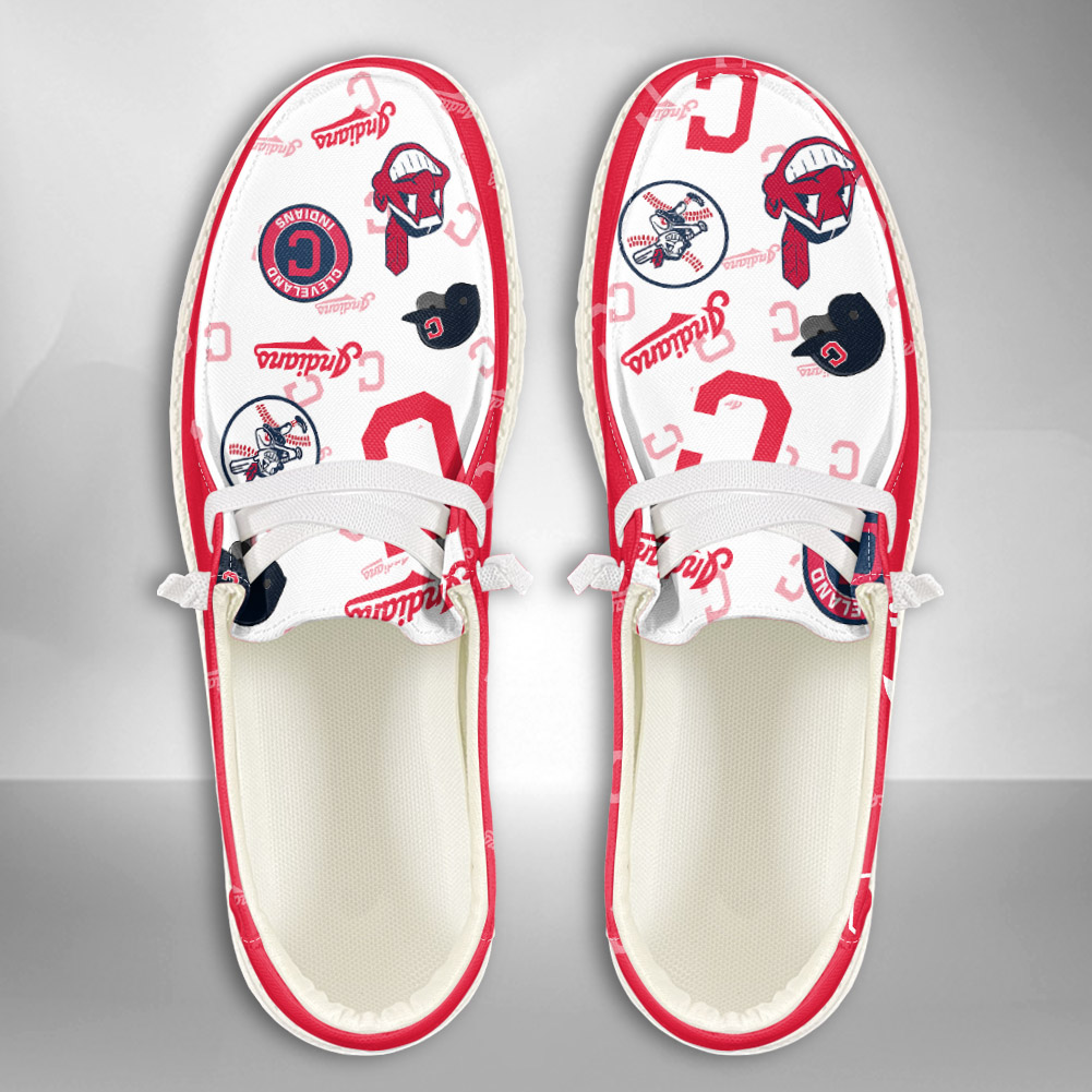 JWFancy MLB Cleveland Indians Hey Dude Shoes Wally Men's Lace Up Loafers Comfortable For Men And Women