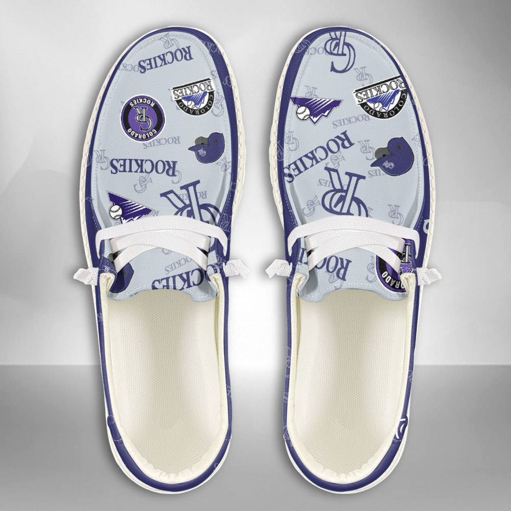 JWFancy MLB Colorado Rockies Hey Dude Shoes Wally Men's Lace Up Loafers Comfortable For Men And Women
