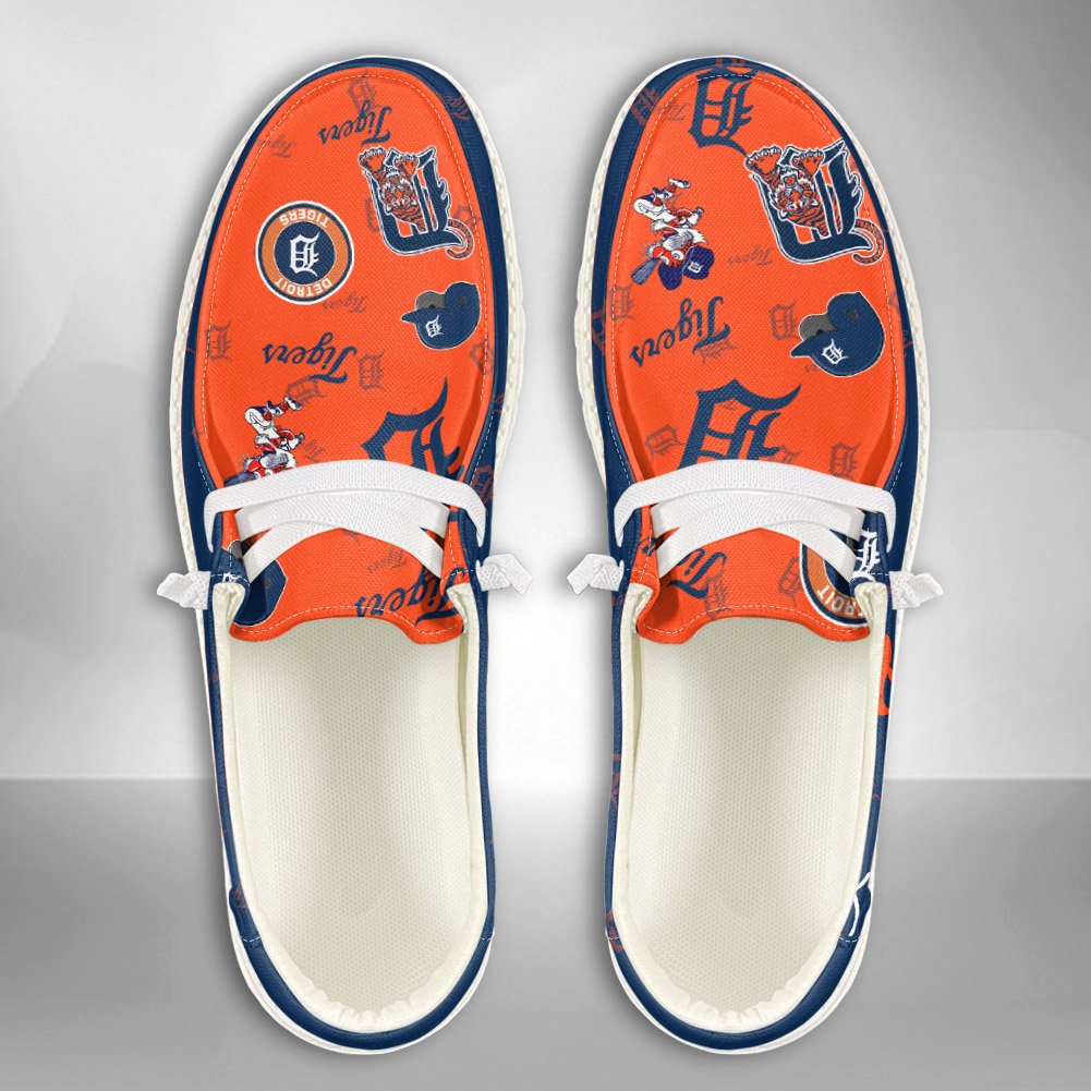 JWFancy MLB Detroit Tigers Hey Dude Shoes Wally Men's Lace Up Loafers Comfortable For Men And Women