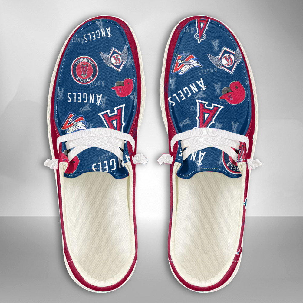 JWFancy MLB Los Angeles Angels Hey Dude Shoes Wally Men's Lace Up Loafers Comfortable For Men And Women