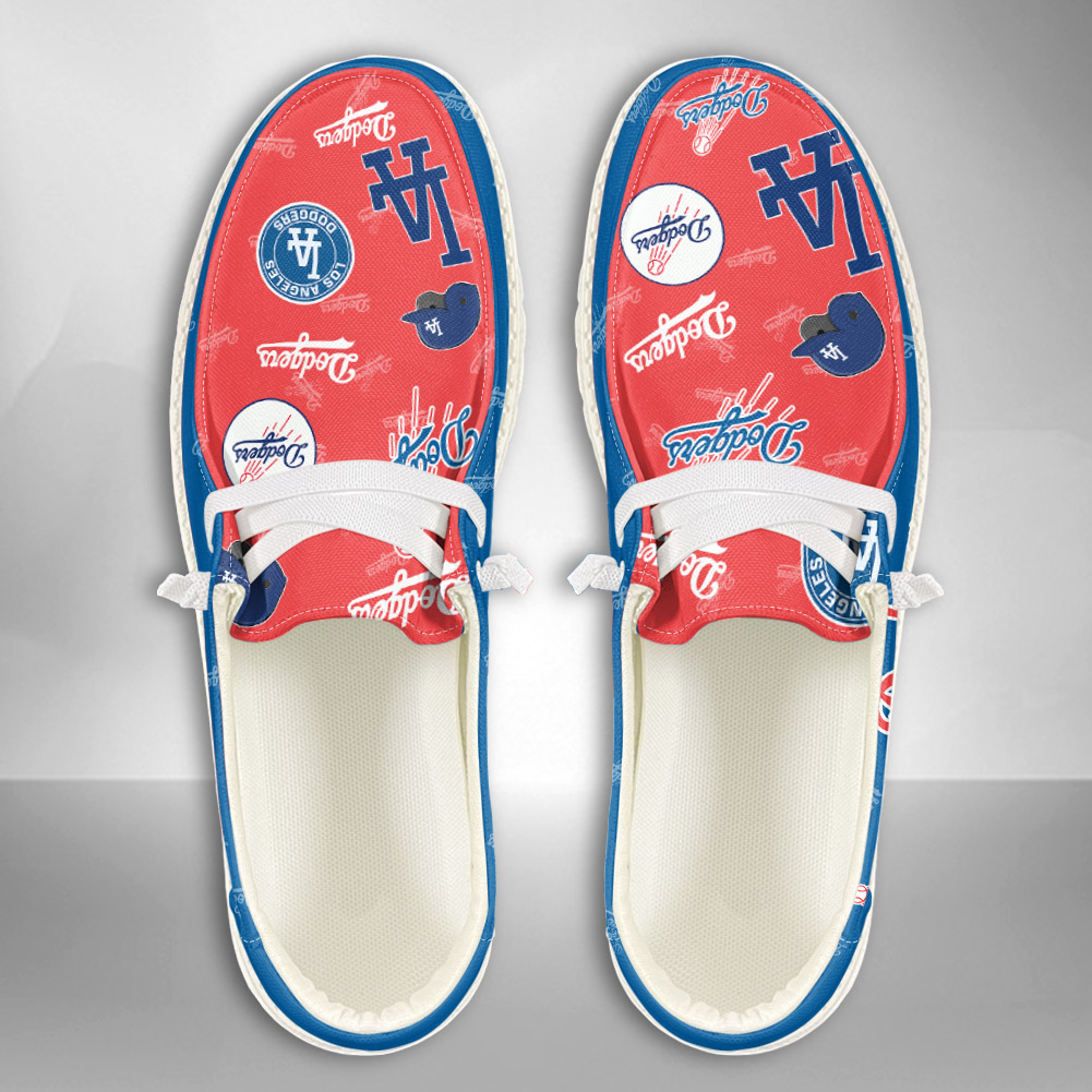 JWFancy MLB Los Angeles Dodgers Hey Dude Shoes Wally Men's Lace Up Loafers Comfortable For Men And Women