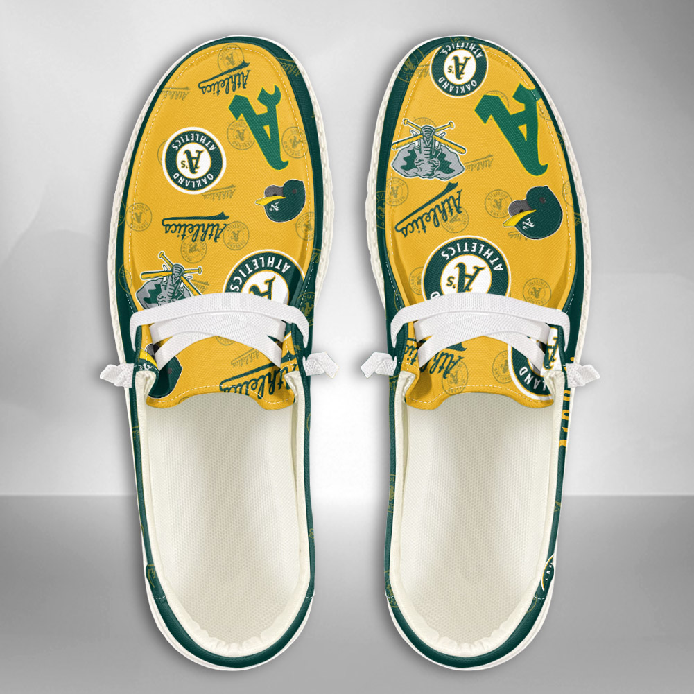 JWFancy MLB Oakland Athletics Hey Dude Shoes Wally Men's Lace Up Loafers Comfortable For Men And Women