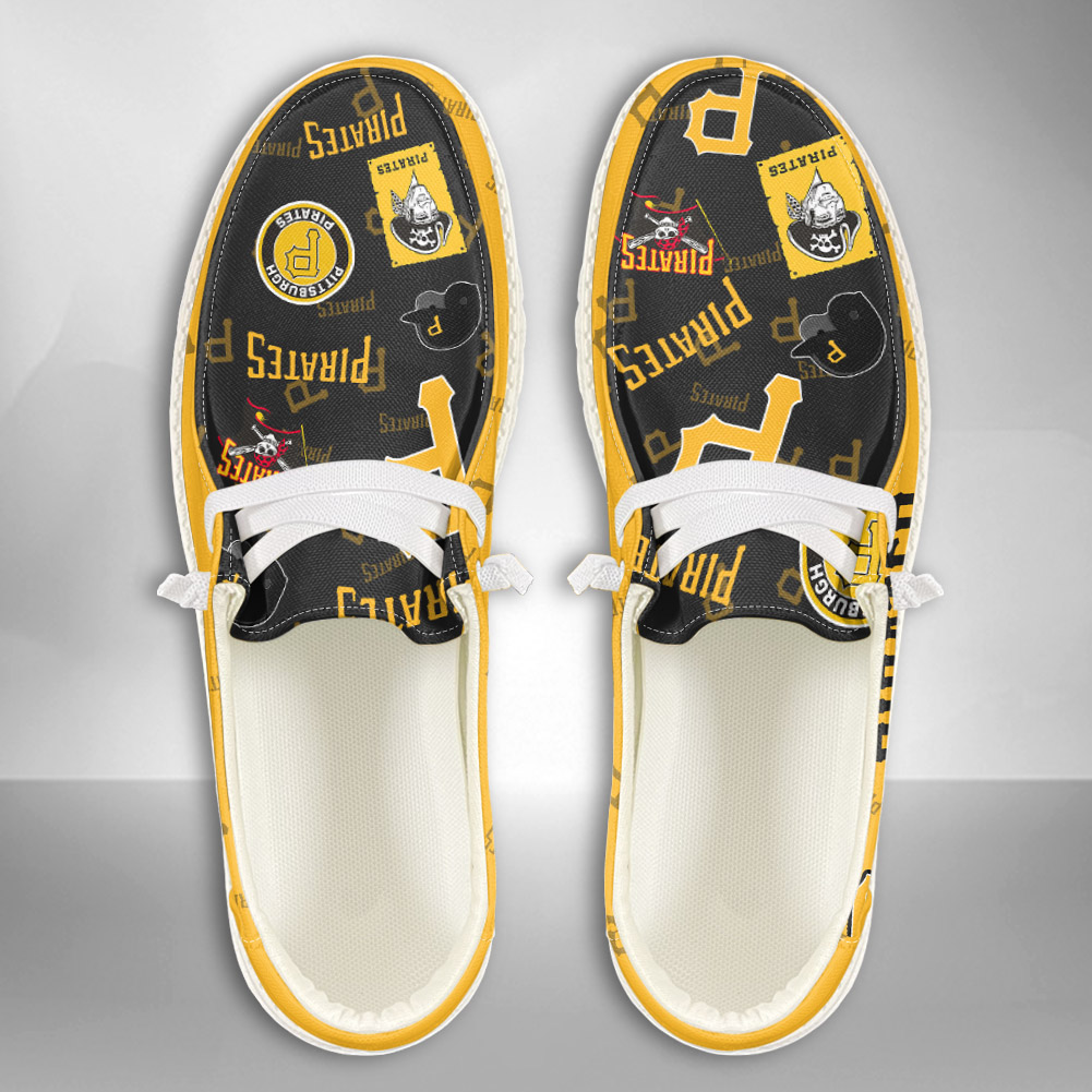 JWFancy MLB Pittsburgh Pirates Hey Dude Shoes Wally Men's Lace Up Loafers Comfortable For Men And Women