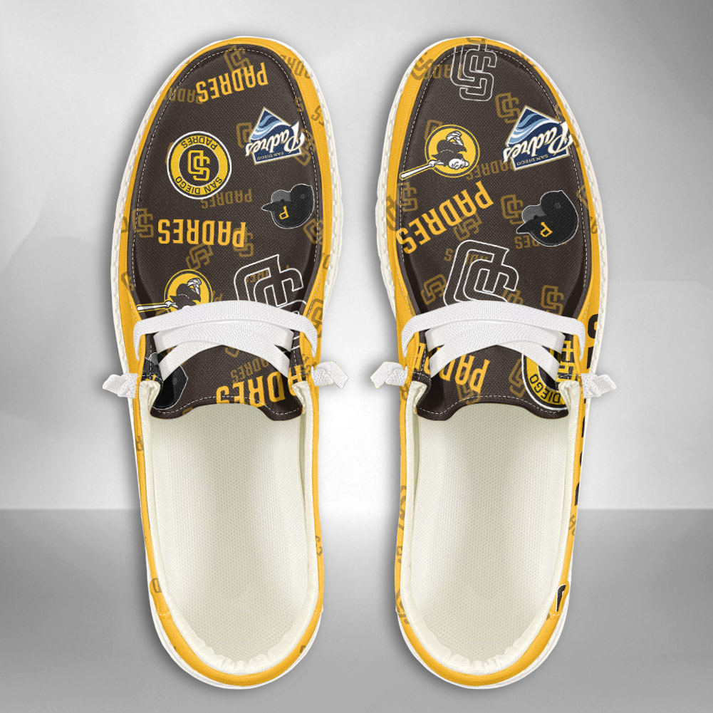 JWFancy MLB San Diego Padres Hey Dude Shoes Wally Men's Lace Up Loafers Comfortable For Men And Women