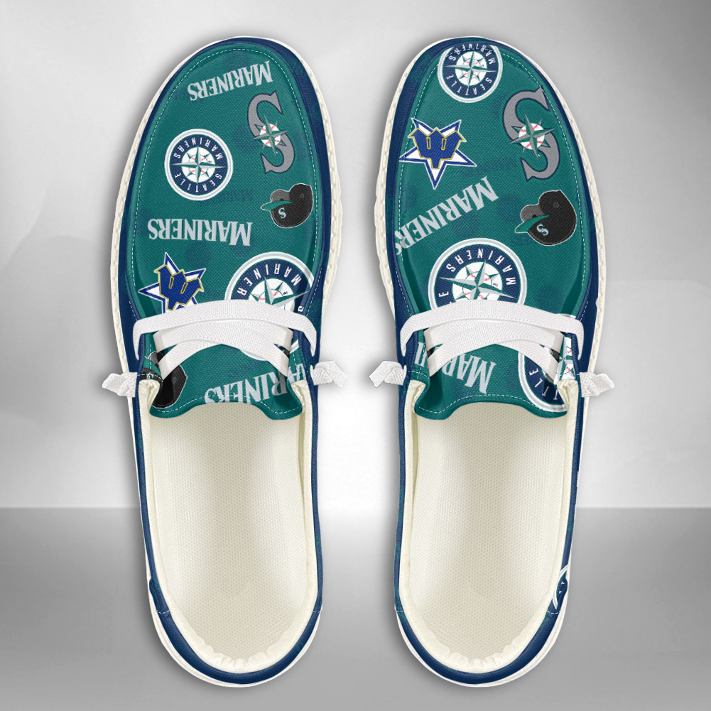 JWFancy MLB Seattle Mariners Hey Dude Shoes Wally Men's Lace Up Loafers Comfortable For Men And Women