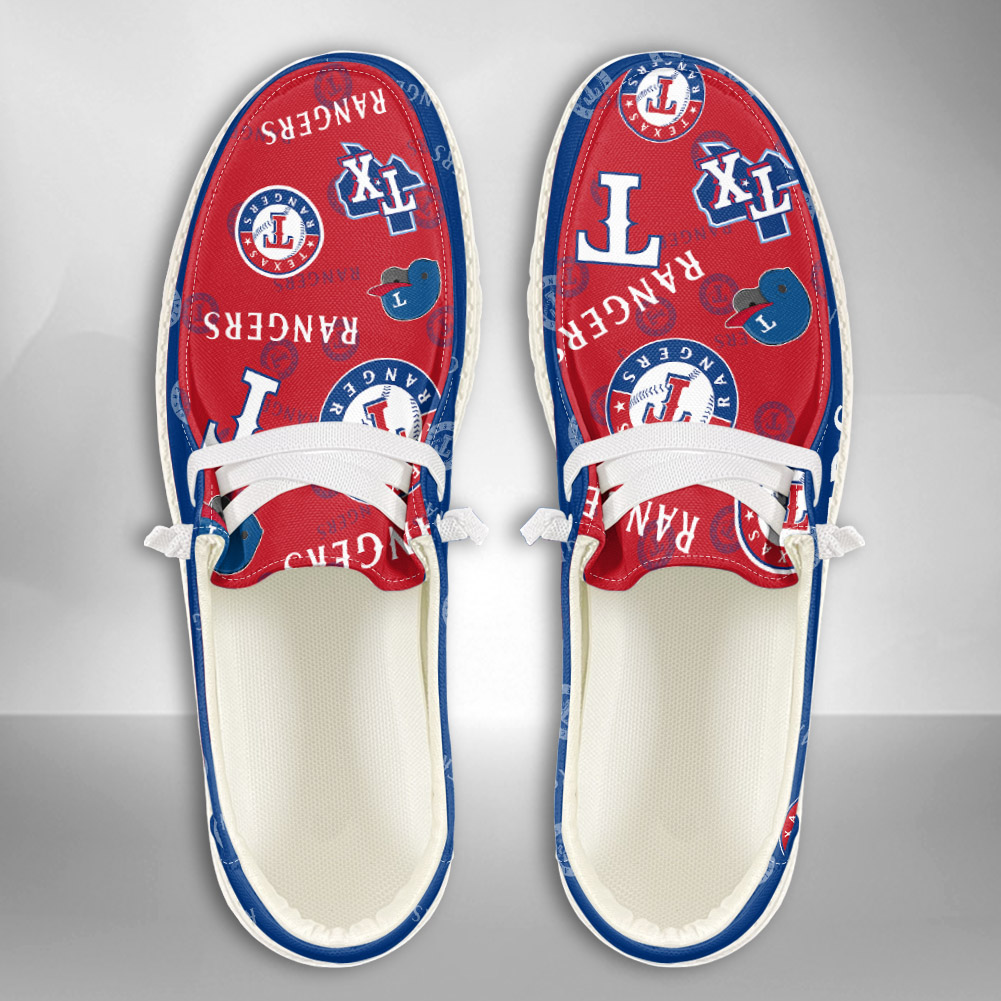 JWFancy MLB Texas Rangers Hey Dude Shoes Wally Men's Lace Up Loafers Comfortable For Men And Women