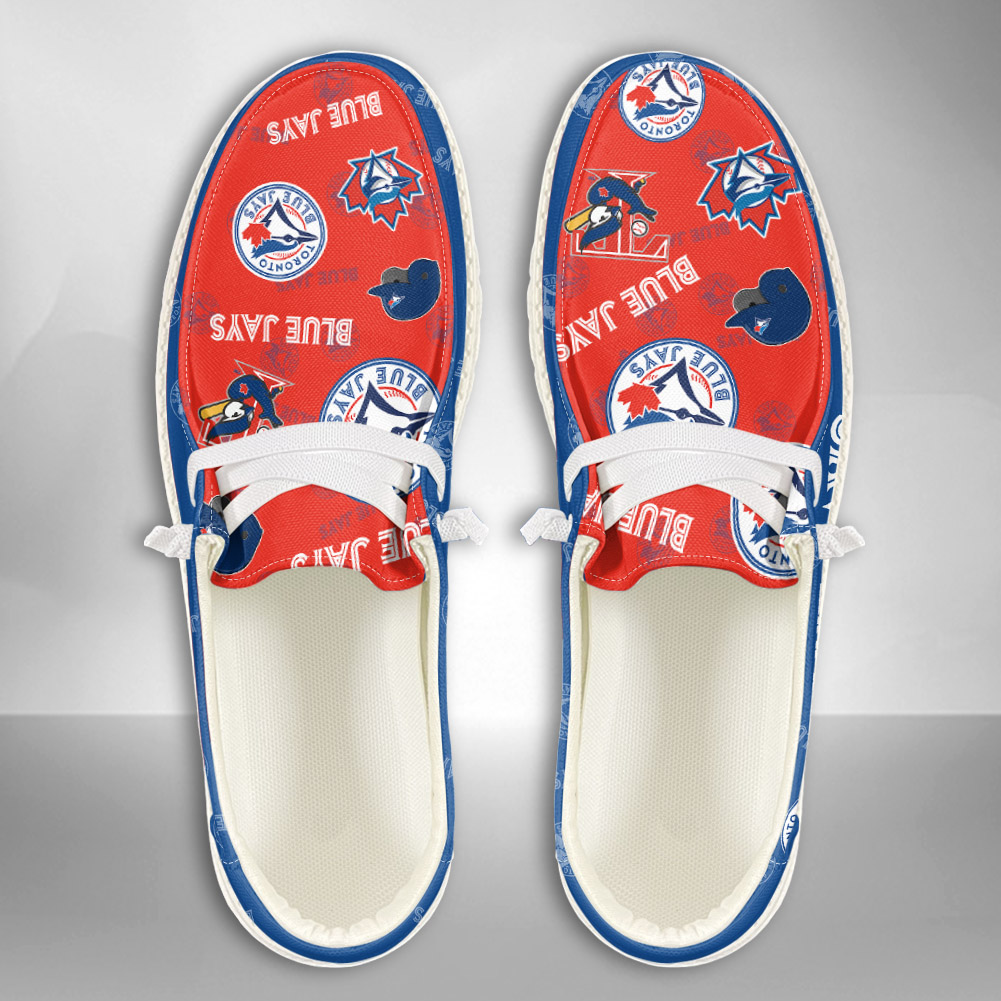 JWFancy MLB Toronto Blue Jays Hey Dude Shoes Wally Men's Lace Up Loafers Comfortable For Men And Women