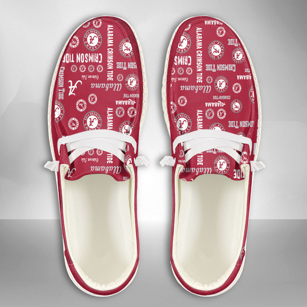JWFancy NCAA Alabama Crimson Tide Hey Dude Shoes Wally Men's Lace Up Loafers Comfortable For Men And Women