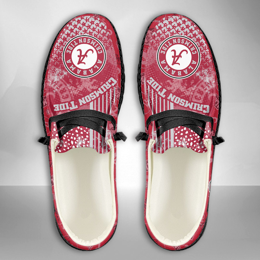 JWFancy NCAA Alabama Crimson Tide Hey Dude Shoes Wally Men's Lace Up Loafers Comfortable For Men And Women