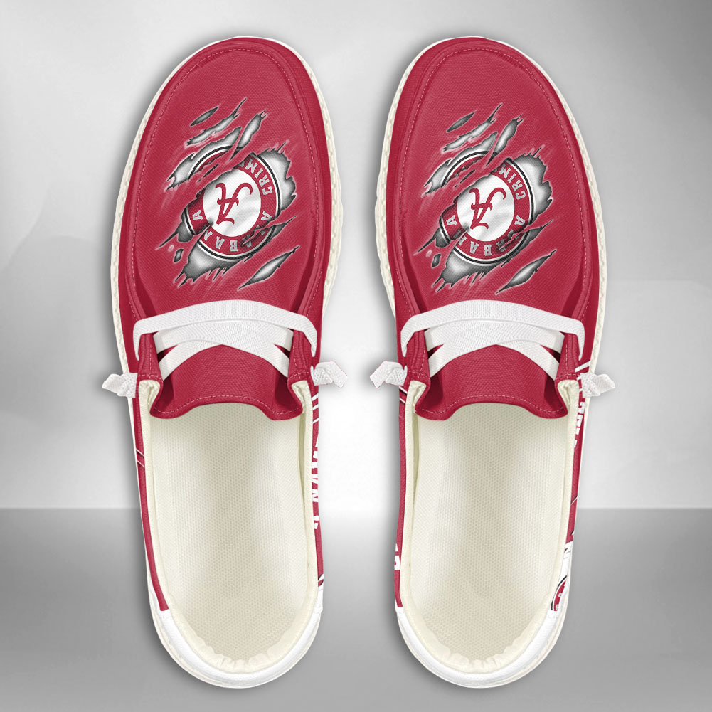 JWFancy NCAA Alabama Crimson Tide Hey Dude Shoes Wally Men's Lace Up Loafers Comfortable For Men And Women