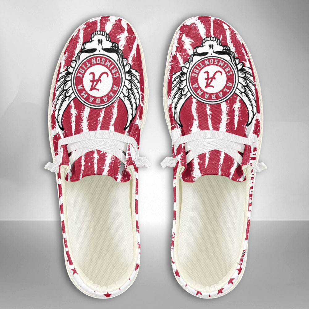 JWFancy NCAA Alabama Crimson Tide Hey Dude Shoes Wally Men's Lace Up Loafers Comfortable For Men And Women