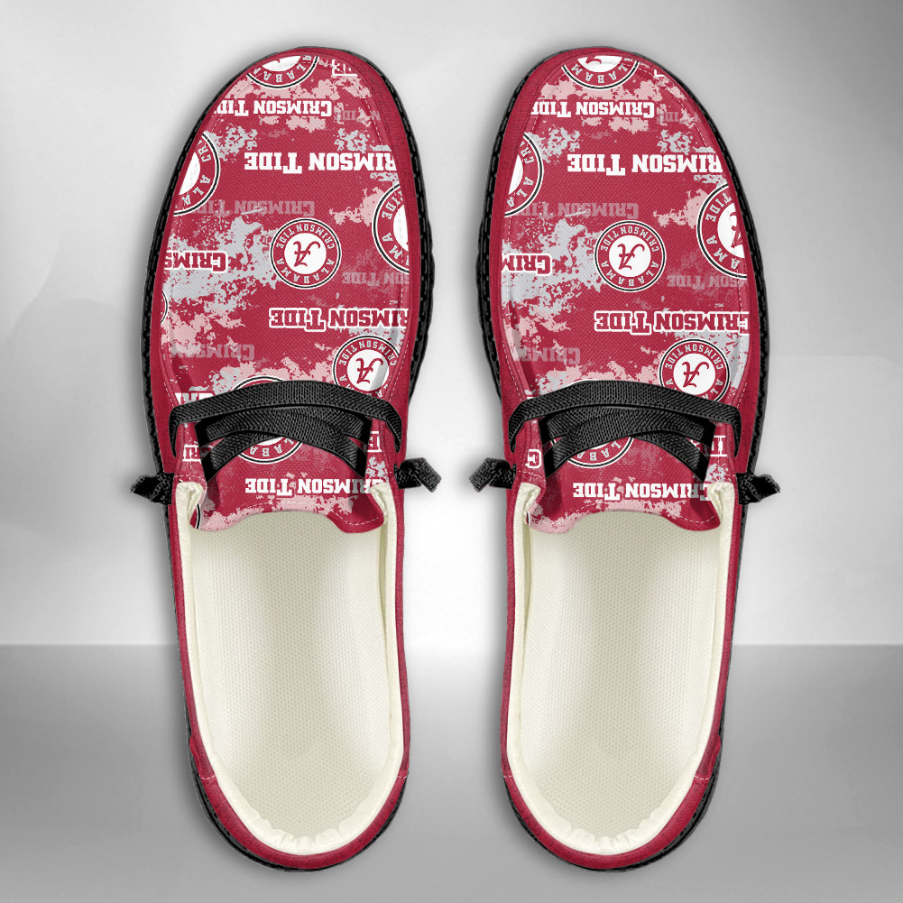 JWFancy NCAA Alabama Crimson Tide Hey Dude Shoes Wally Men's Lace Up Loafers Comfortable For Men And Women