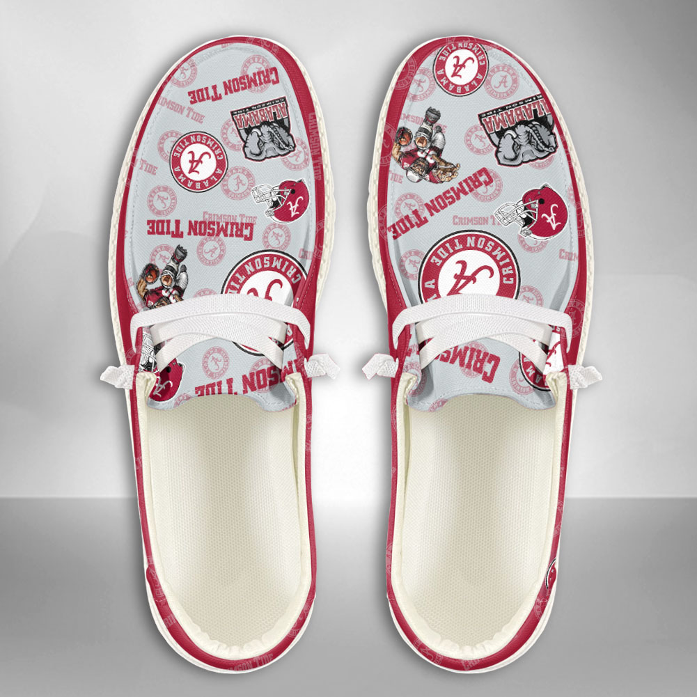 JWFancy NCAA Alabama Crimson Tide Hey Dude Shoes Wally Men's Lace Up Loafers Comfortable For Men And Women