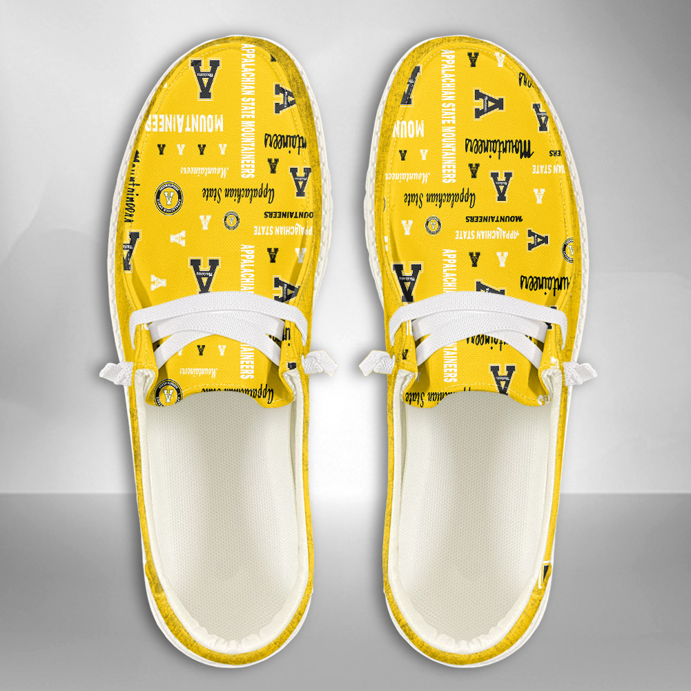 JWFancy NCAA Appalachian State Mountaineers Hey Dude Shoes Wally Men's Lace Up Loafers Comfortable For Men And Women