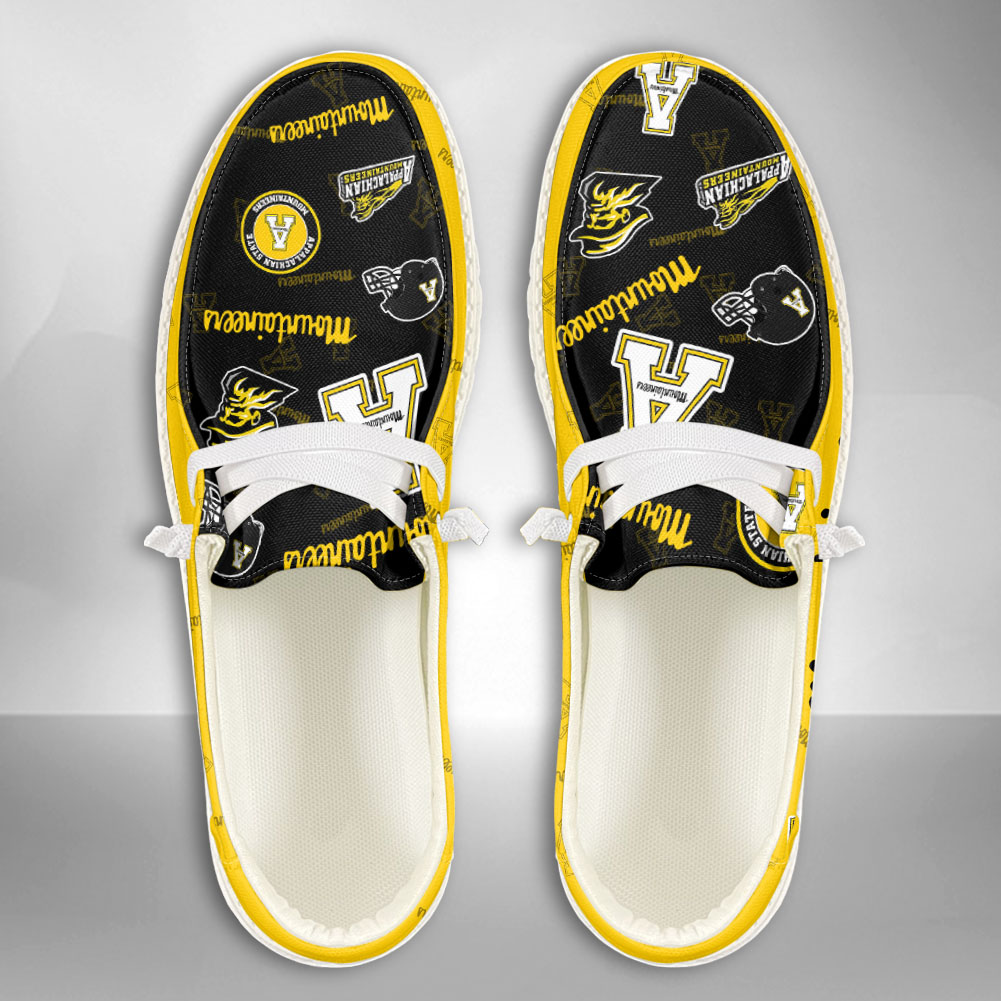 JWFancy NCAA Appalachian State Mountaineers Hey Dude Shoes Wally Men's Lace Up Loafers Comfortable For Men And Women