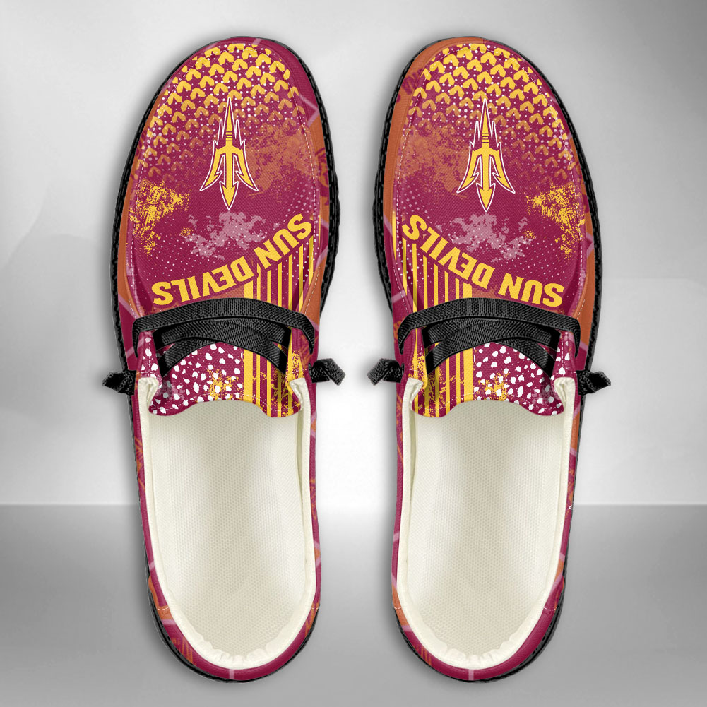 JWFancy NCAA Arizona State Sun Devils Hey Dude Shoes Wally Men's Lace Up Loafers Comfortable For Men And Women