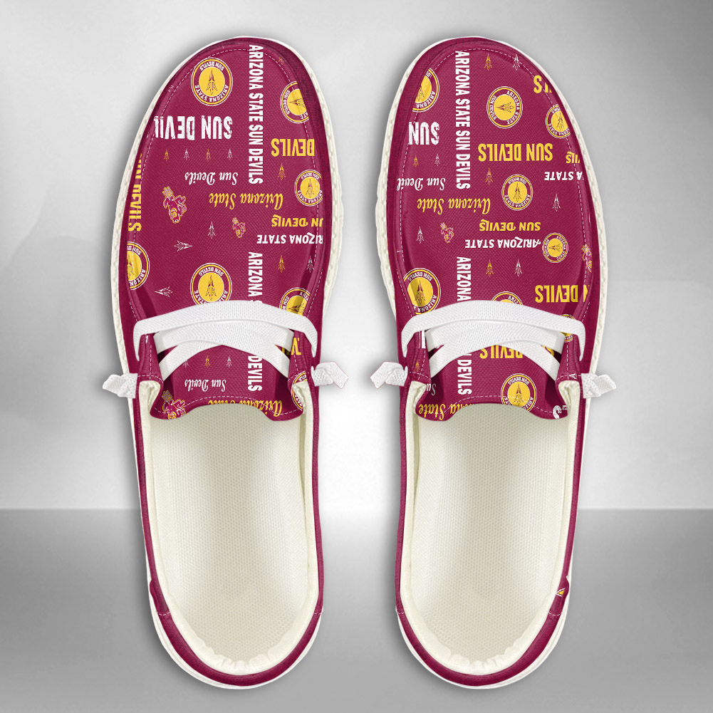 JWFancy NCAA Arizona State Sun Devils Hey Dude Shoes Wally Men's Lace Up Loafers Comfortable For Men And Women