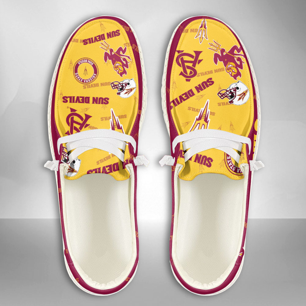 JWFancy NCAA Arizona State Sun Devils Hey Dude Shoes Wally Men's Lace Up Loafers Comfortable For Men And Women