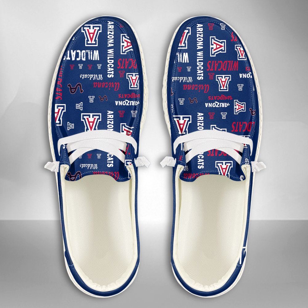 JWFancy NCAA Arizona Wildcats Hey Dude Shoes Wally Men's Lace Up Loafers Comfortable For Men And Women