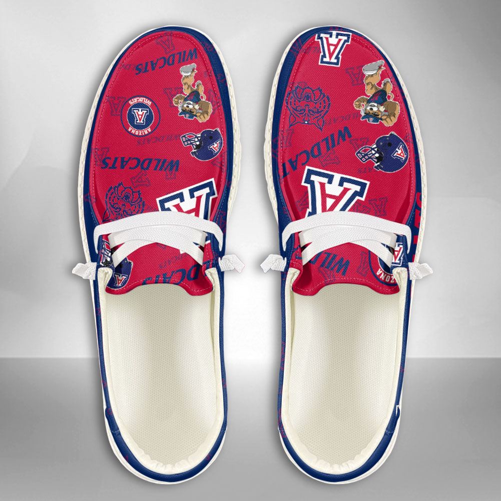 JWFancy NCAA Arizona Wildcats Hey Dude Shoes Wally Men's Lace Up Loafers Comfortable For Men And Women