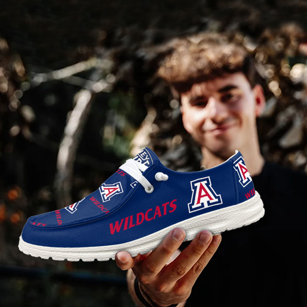 JWFancy NCAA Arizona Wildcats Hey Dude Shoes Wally Men's Lace Up Loafers Comfortable For Men And Women
