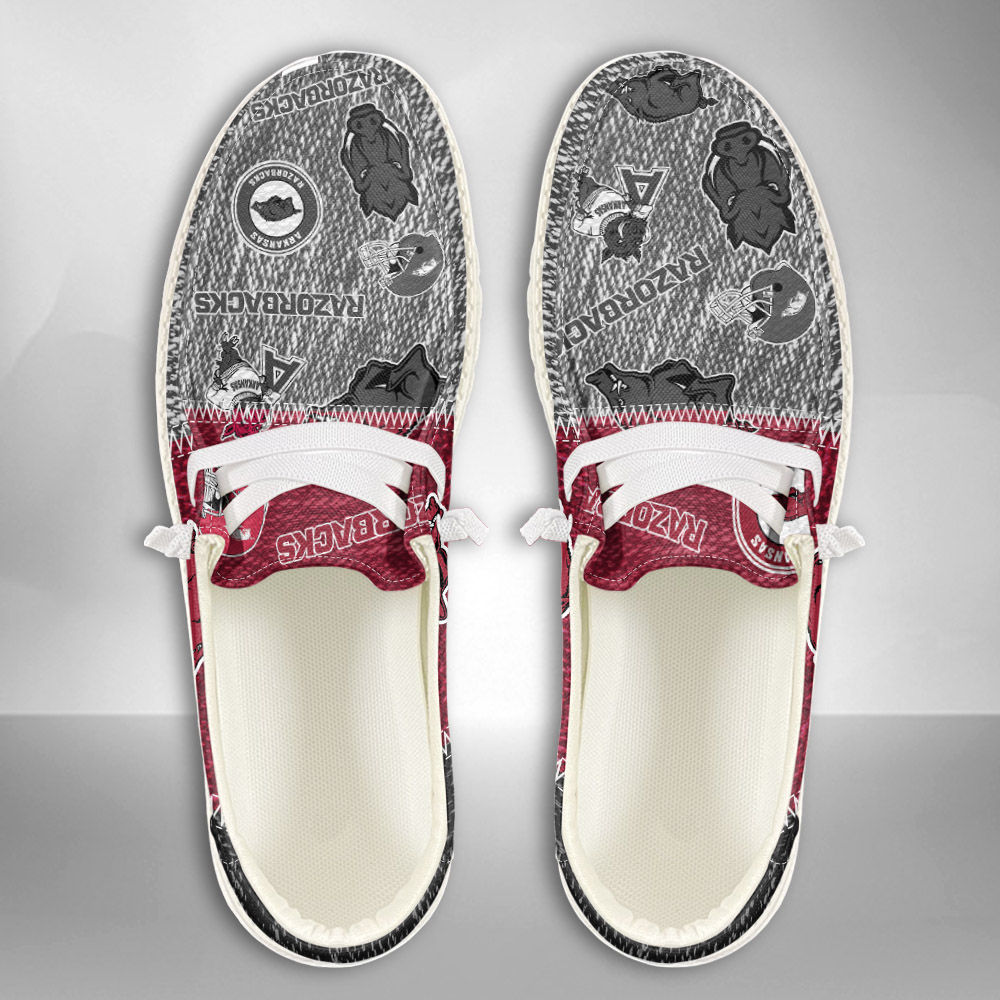 JWFancy NCAA Arkansas Razorbacks Hey Dude Shoes Wally Men's Lace Up Loafers Comfortable For Men And Women