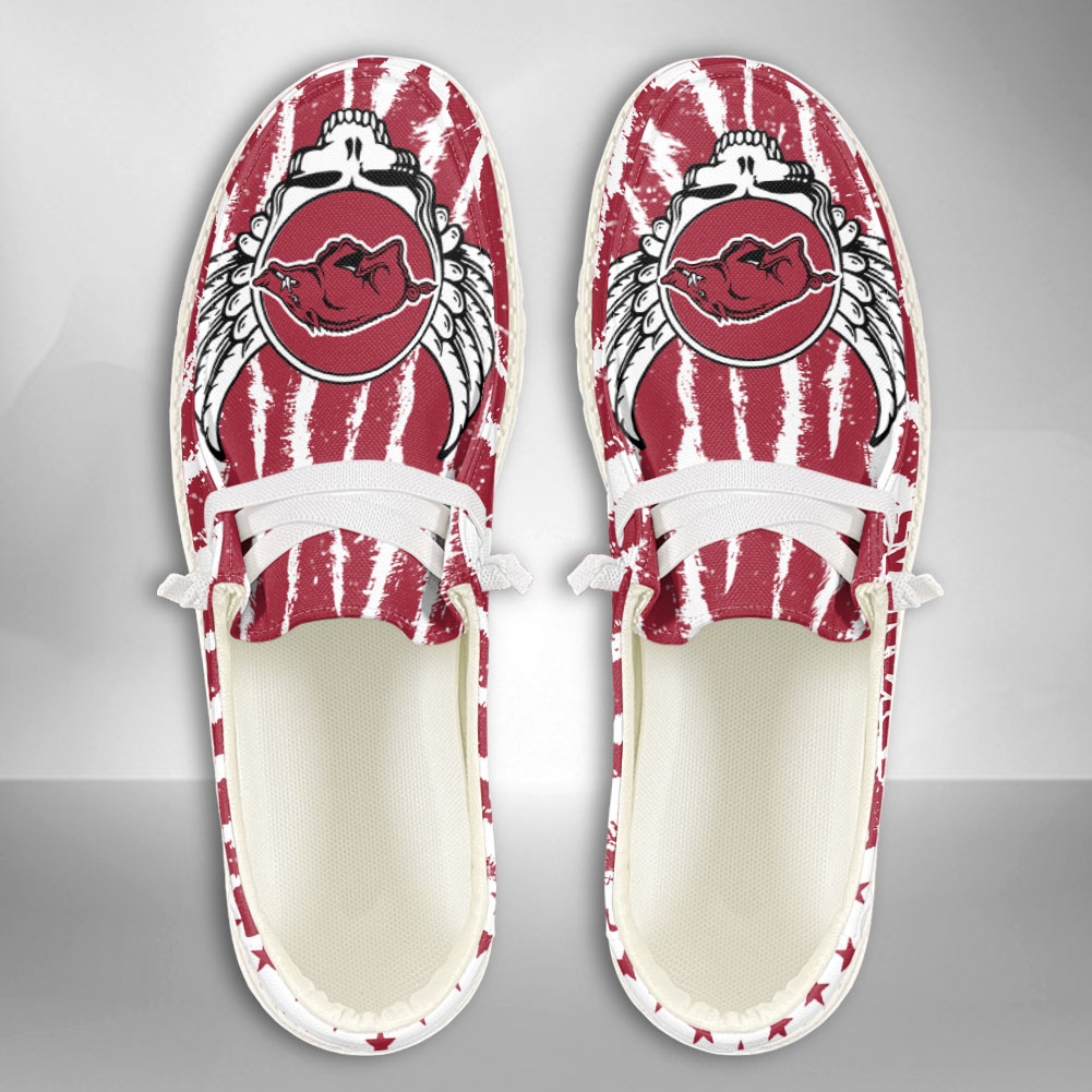 JWFancy NCAA Arkansas Razorbacks Hey Dude Shoes Wally Men's Lace Up Loafers Comfortable For Men And Women