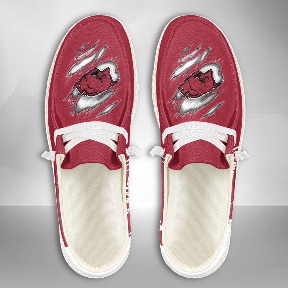 JWFancy NCAA Arkansas Razorbacks Hey Dude Shoes Wally Men's Lace Up Loafers Comfortable For Men And Women