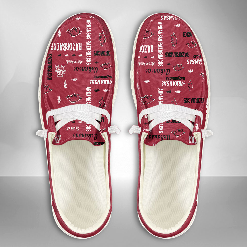 JWFancy NCAA Arkansas Razorbacks Hey Dude Shoes Wally Men's Lace Up Loafers Comfortable For Men And Women
