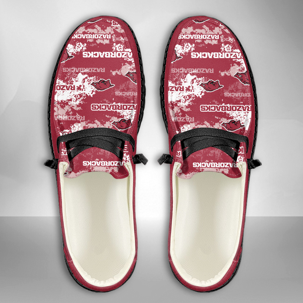 JWFancy NCAA Arkansas Razorbacks Hey Dude Shoes Wally Men's Lace Up Loafers Comfortable For Men And Women