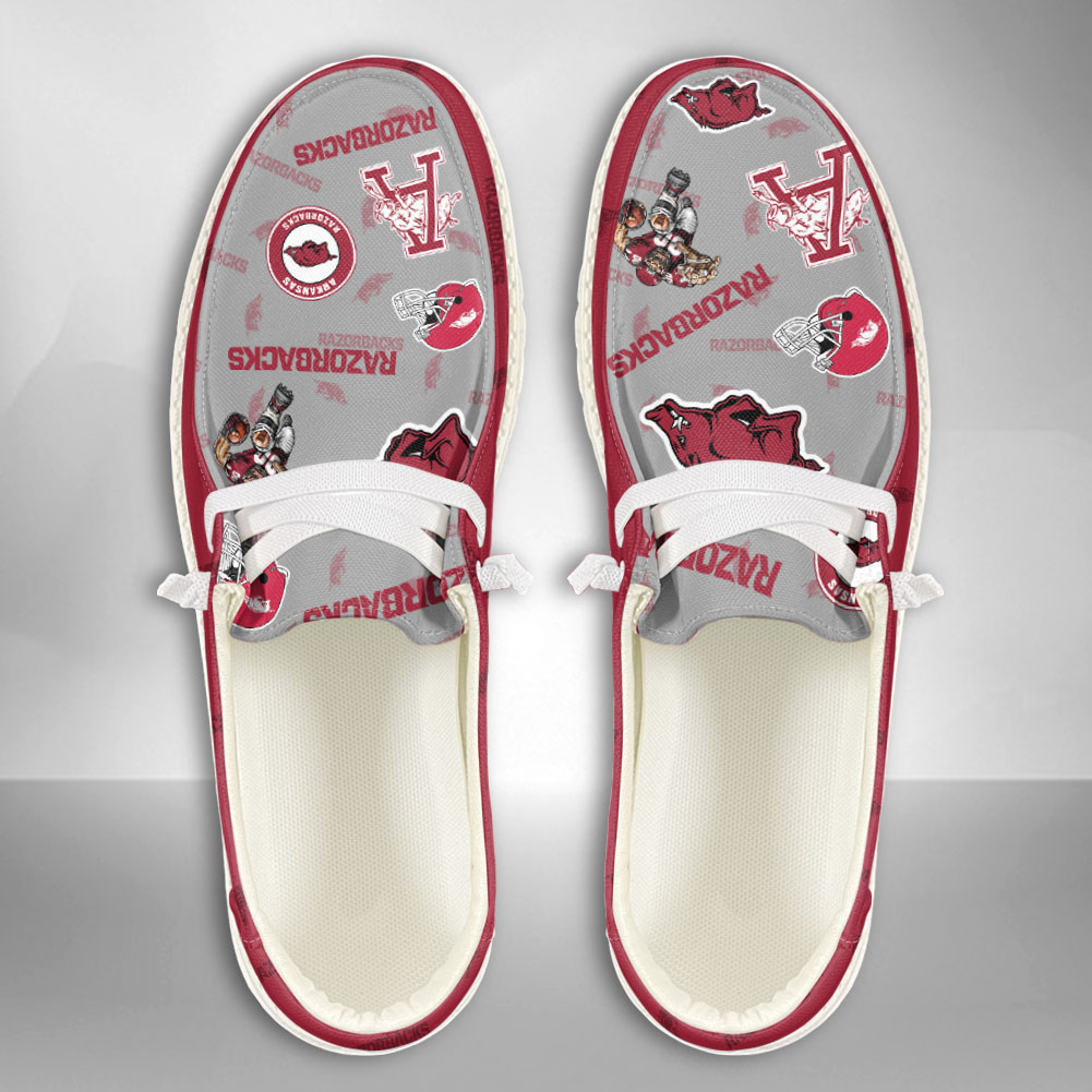 JWFancy NCAA Arkansas Razorbacks Hey Dude Shoes Wally Men's Lace Up Loafers Comfortable For Men And Women