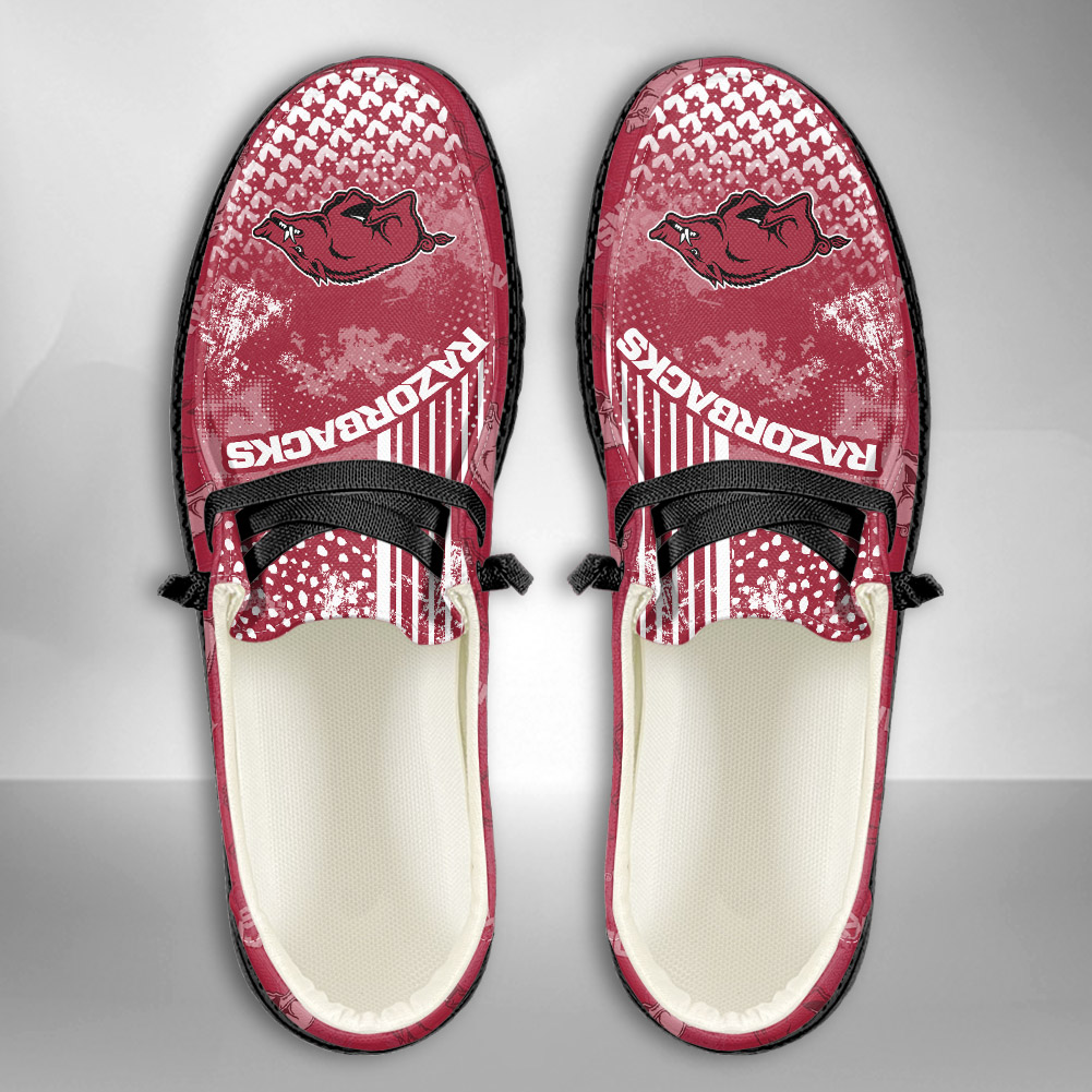 JWFancy NCAA Arkansas Razorbacks Hey Dude Shoes Wally Men's Lace Up Loafers Comfortable For Men And Women