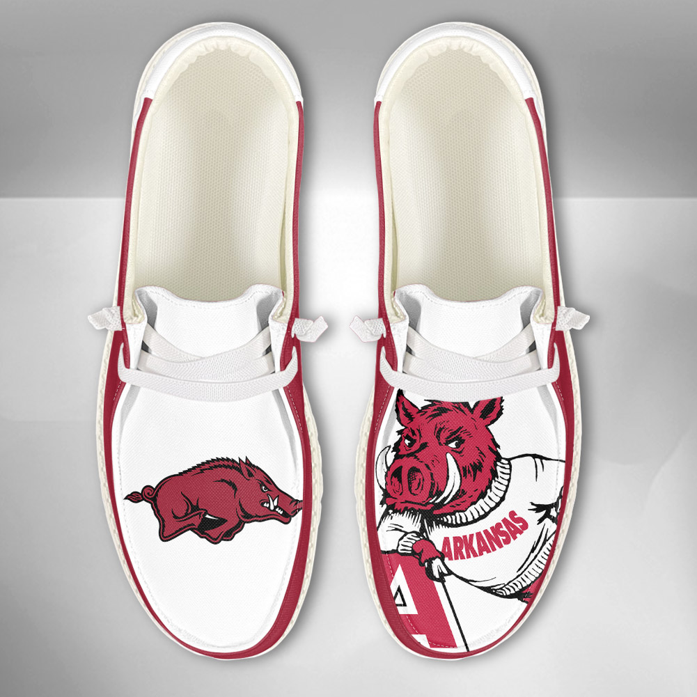 JWFancy NCAA Arkansas Razorbacks Hey Dude Shoes Wally Men's Lace Up Loafers Comfortable For Men And Women