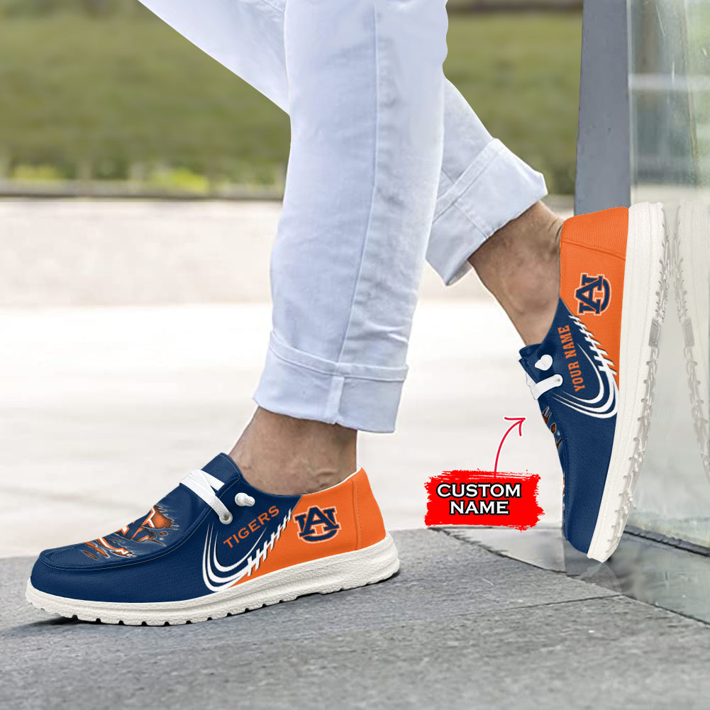 JWFancy NCAA Auburn Tigers Hey Dude Shoes Wally Men's Lace Up Loafers Comfortable For Men And Women