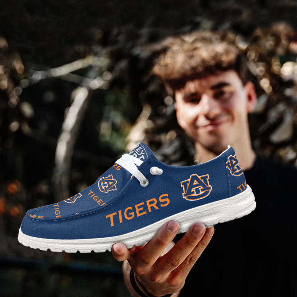 JWFancy NCAA Auburn Tigers Hey Dude Shoes Wally Men's Lace Up Loafers Comfortable For Men And Women