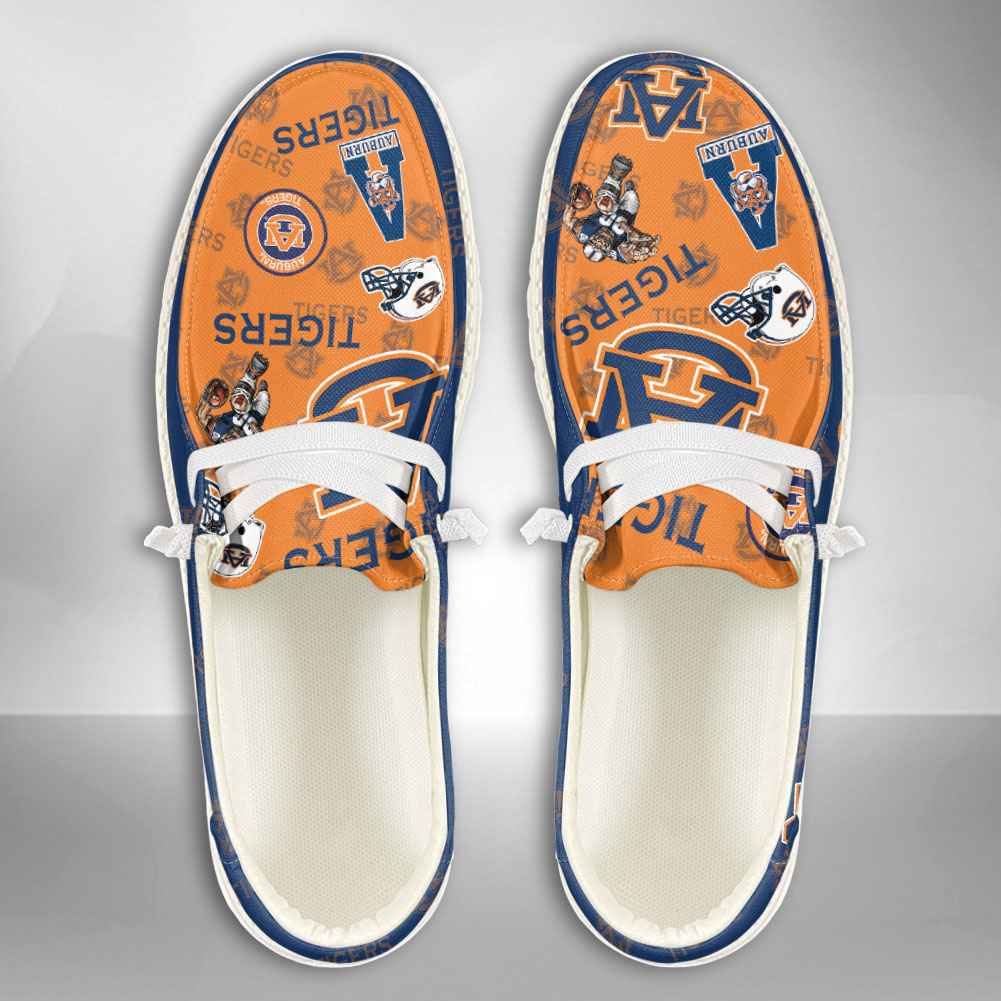 JWFancy NCAA Auburn Tigers Hey Dude Shoes Wally Men's Lace Up Loafers Comfortable For Men And Women
