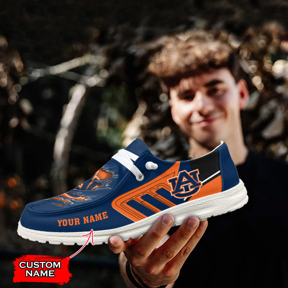 JWFancy NCAA Auburn Tigers Hey Dude Shoes Wally Men's Lace Up Loafers Comfortable For Men And Women