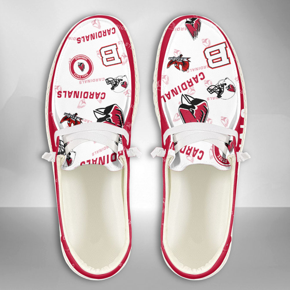 JWFancy NCAA Ball State Cardinals Hey Dude Shoes Wally Men's Lace Up Loafers Comfortable For Men And Women